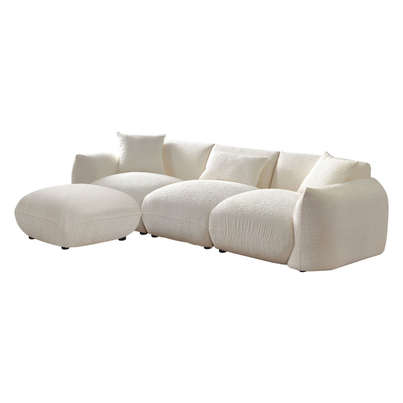 Walker Edison | Minimalist Sherpa 3-Seater Modular Cloud Couch with Ottoman