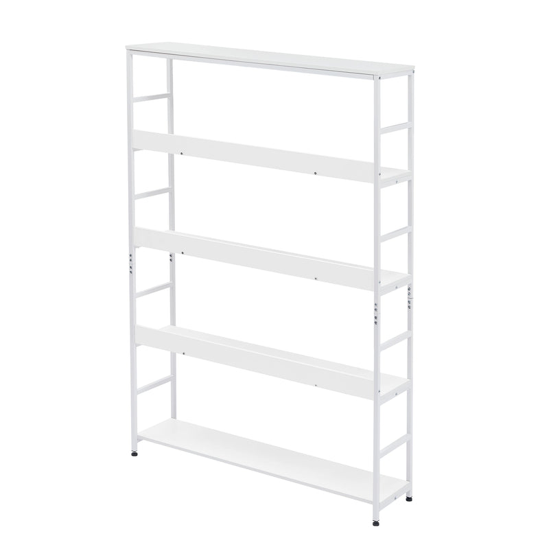 5-Tier Home Office Bookcase Open Bookshelf Storage Large 5 Shelf Bookshelf Furniture with Metal Frame, White