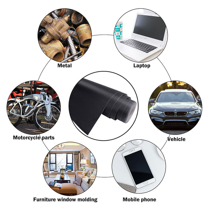 Yescom Black 3D Carbon Vinyl Wrap Roll (100', 50' Options)