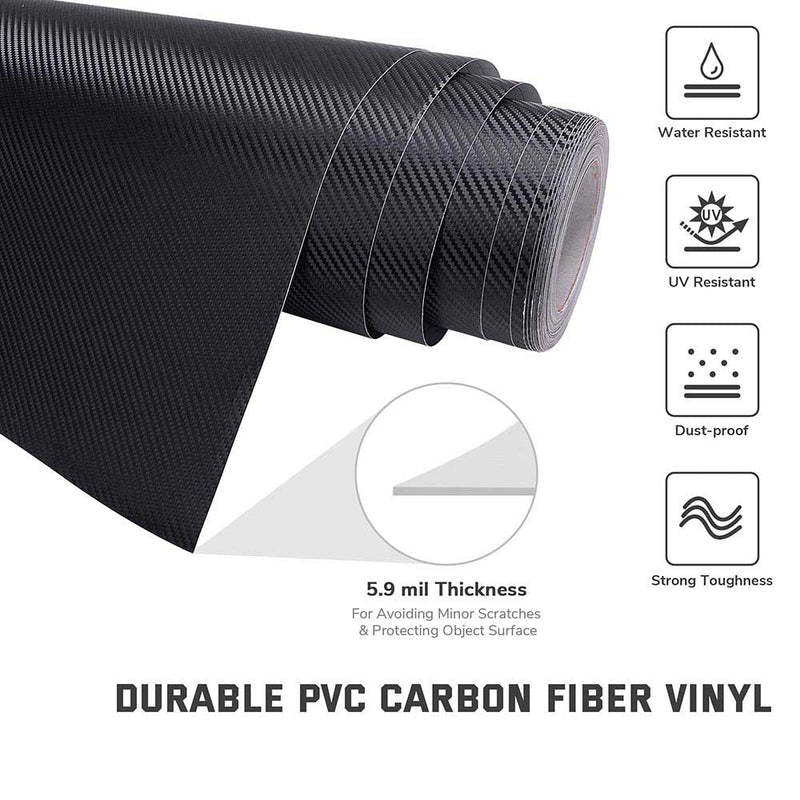 Yescom Black 3D Carbon Vinyl Wrap Roll (100', 50' Options)