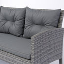 6 Piece Patio Wicker Sectional Set Patio Backyard Conversation Set Grey Wicker + Dark Grey Cushion