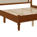 King Size Wooden Platform Bed with Rattan Headboard