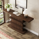 63" Vintage Narrow Console Table with 2 Tier Open Storage Shelves
