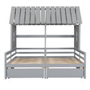 House Platform Beds With 2 Drawers, Side By Side Design