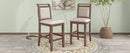 3-Piece Wood Counter Height Drop Leaf Dining Table Set with 2 Upholstered Dining Chairs for Small Place, Brown