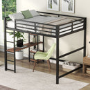 Loft Bed With Built In Desk And Storage Shelves, Full Size - Black by HouseOfZazla