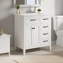 30" White Bathroom Vanity with Ceramic Sink