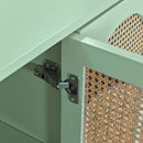 59.84"Modern 4-Door Cabinet with Rattan Decorative Doors,for Bedroom,Living Room,Office,Easy Assembly, Mint Green