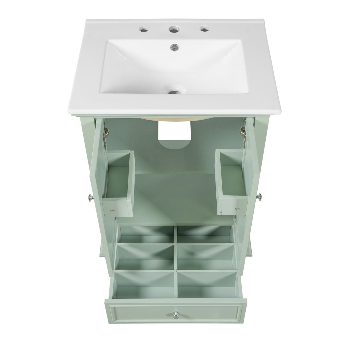 Modern Bathroom Vanity With Sink, Cabinet With Drawer And Dividers, Rectangular Storage Unit, photo 13 of 40