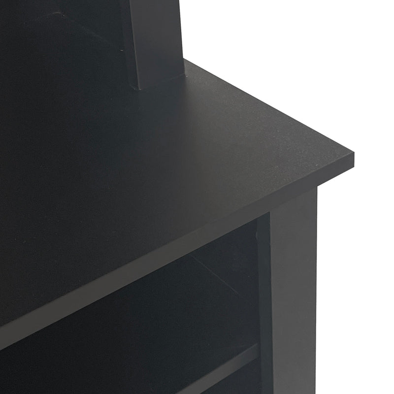 47.2" Wide Hall Tree with Bench and Shoe Storage, Multi-functional Storage Bench with 3 Hanging Hooks & Open Storage Space, Rectangle Storage & Shelves Coat Rack for Hallway, Black