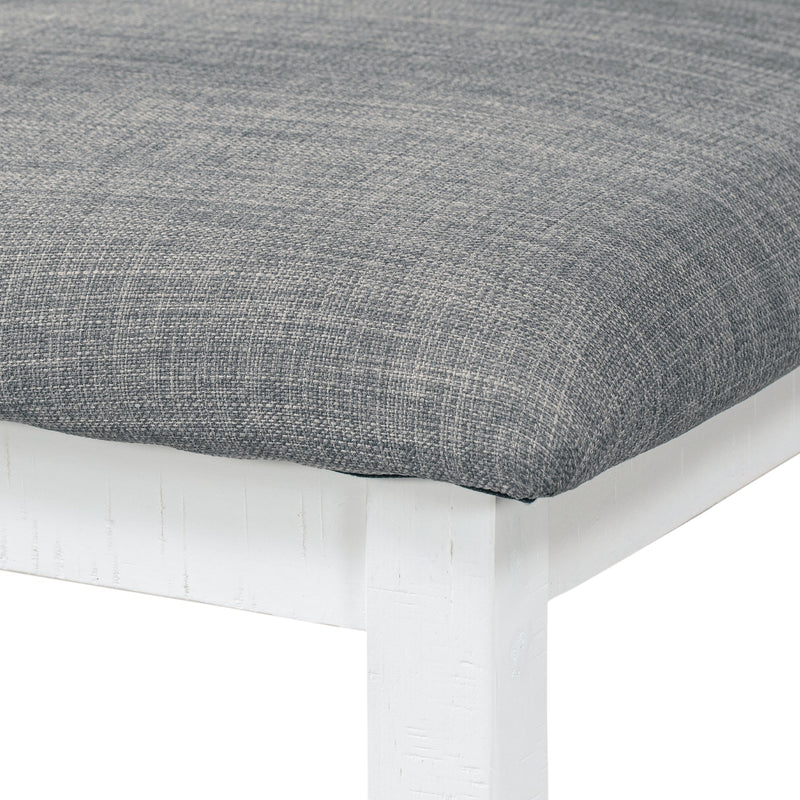 6 Piece Dining Table Set Wood Dining Table and chair Kitchen Table Set with Table, Bench and 4 Chairs, Rustic Style, White+Gray