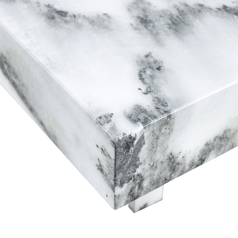 A modern and practical coffee table, black and white in imitation marble pattern, made of MDF material. The fusion of elegance and natural fashion 31.4"x 31.4"x 12 "