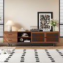 78" TV Stand For TVs Up To 85" Entertainment Center With Deep Drawers & Cable Management, Soft Closing Hinges - Walnut by HouseOfZazla