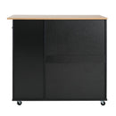 Mobile Kitchen Cart With Storage With 2 Doors, 3 Drawers & Adjustable Shelf - Black / Natural by HouseOfZazla