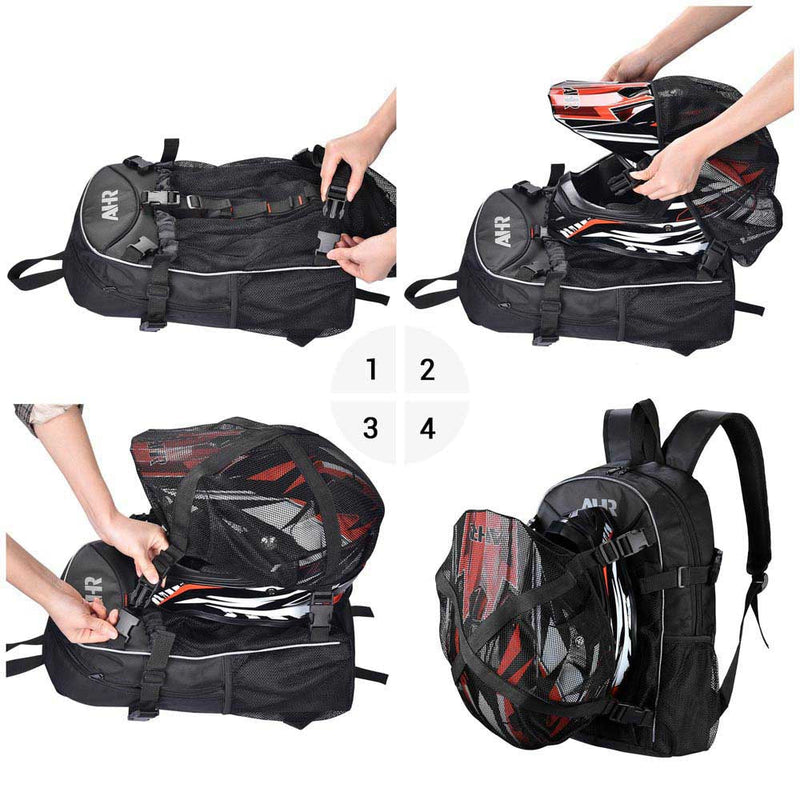 AHR Motorcycle Backpack with Large Capacity Helmet Baseball Storage