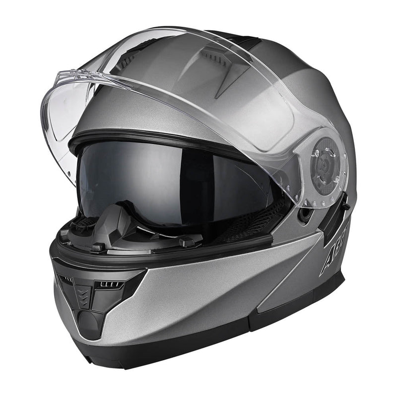 AHR RUN-M3 Modular Helmet Flip Up DOT 2-Visors Gray