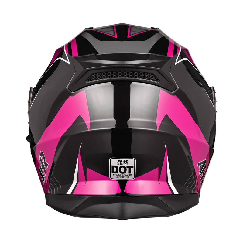 AHR RUN-M3 Modular Helmet Flip Up DOT 2-Visors Black Pink