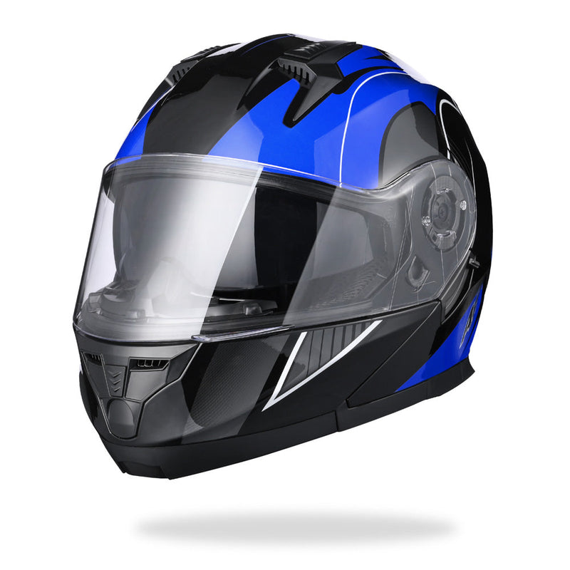 AHR RUN-M3 Modular Helmet Flip Up DOT 2-Visors Blue