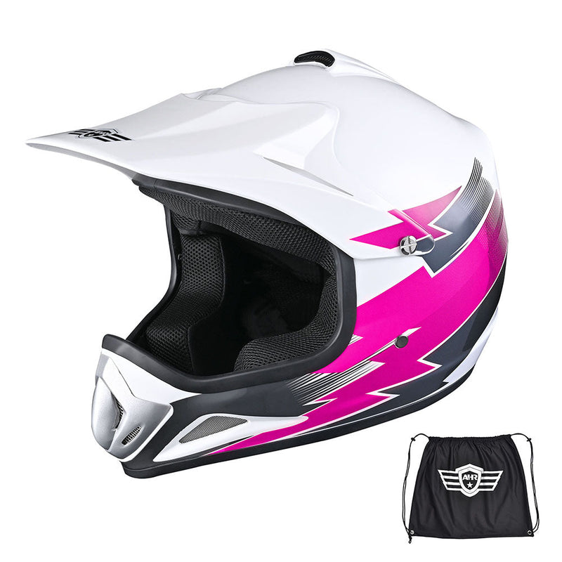 AHR Dirt Bike Helmet for Youth H-VEN12 DOT Pink