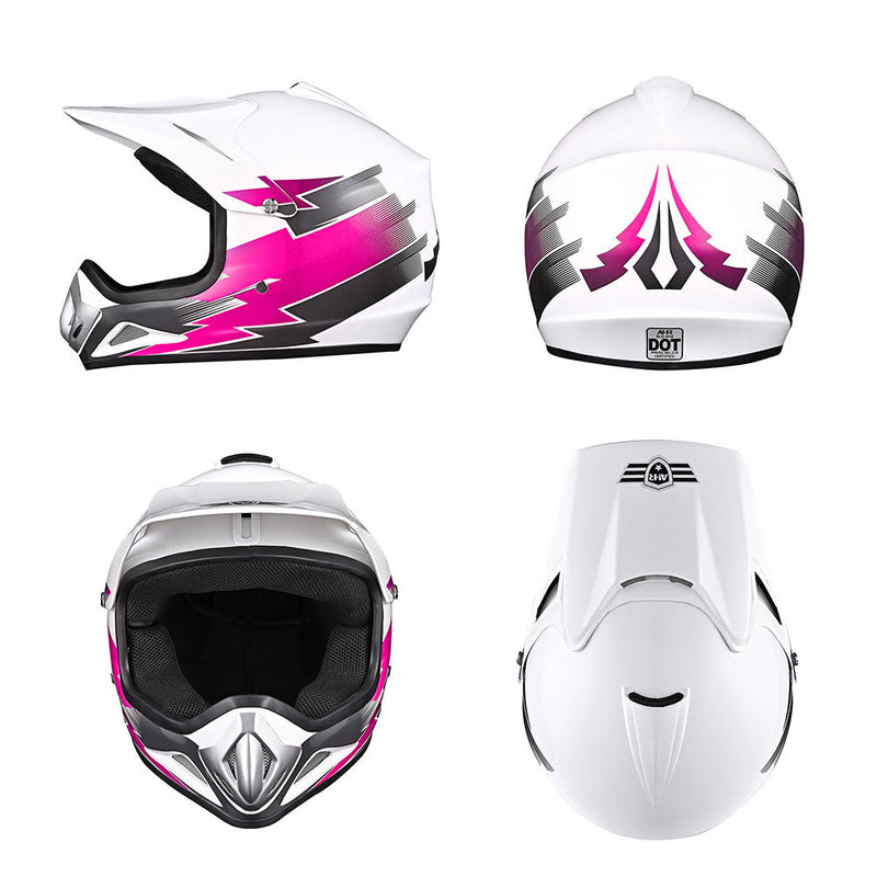 AHR Dirt Bike Helmet for Youth H-VEN12 DOT Pink