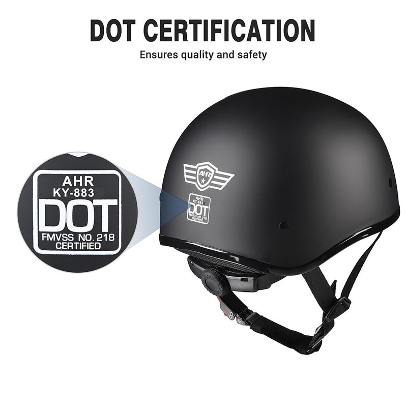 1/2 Open Face Motorcycle Helmet DOT Matt Black