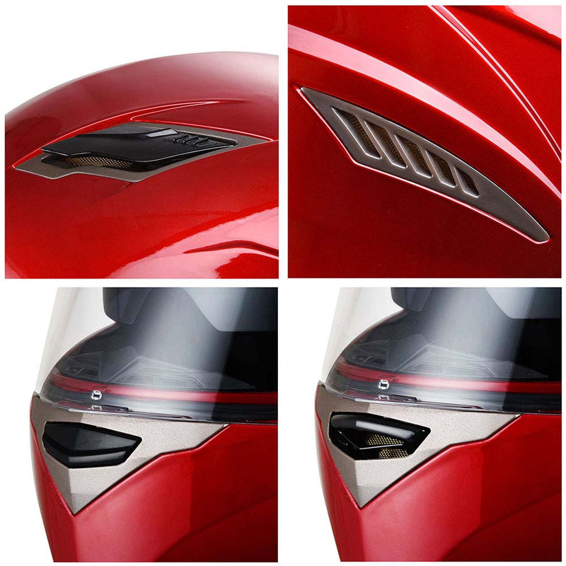 AHR DOT Motorcycle Helmet Full Face Dual Visors Red