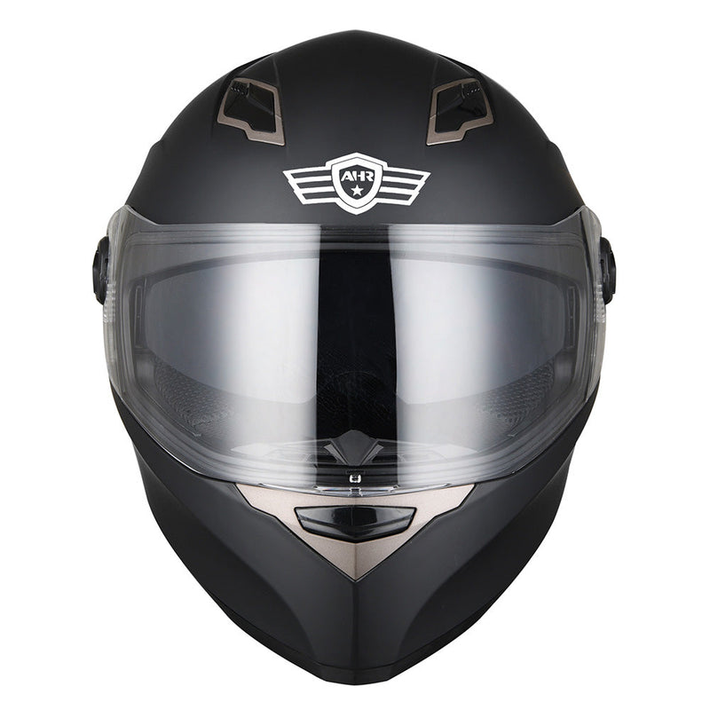 AHR Full Face Dual Visors DOT Motor Helmet Matte Black