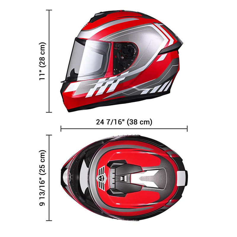 AHR RUN-F3 DOT Motorcycle Helmet Full Face Red