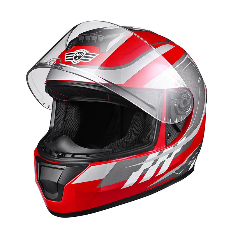 AHR RUN-F3 DOT Motorcycle Helmet Full Face Red