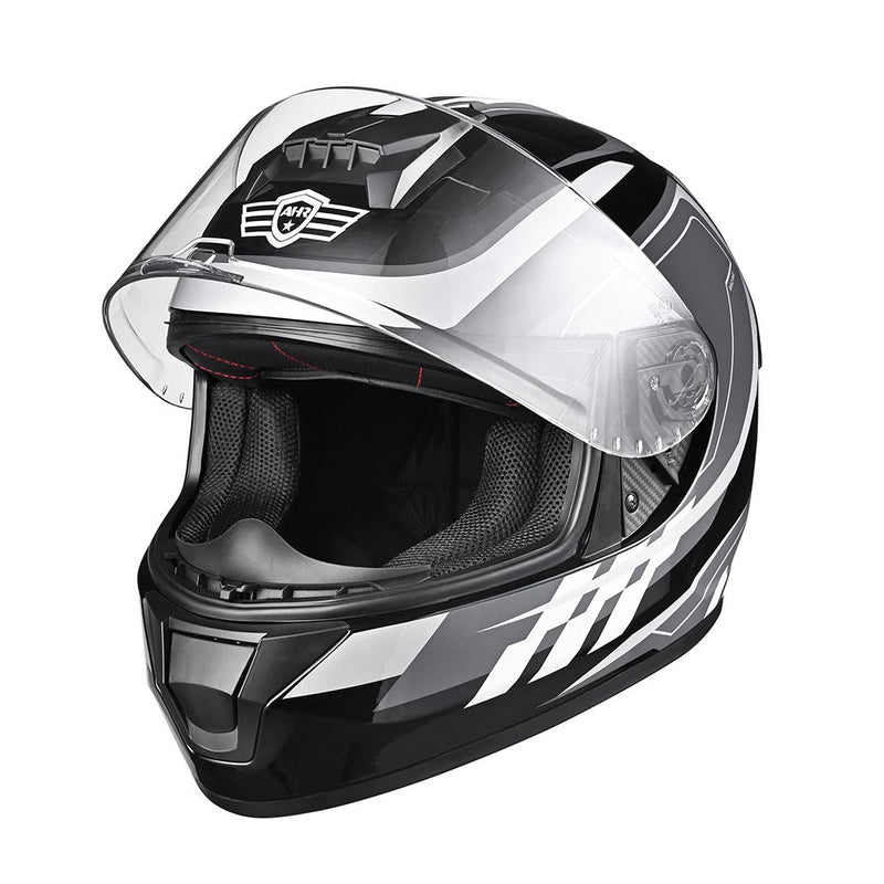 AHR RUN-F3 DOT Motorcycle Helmet Full Black Gray