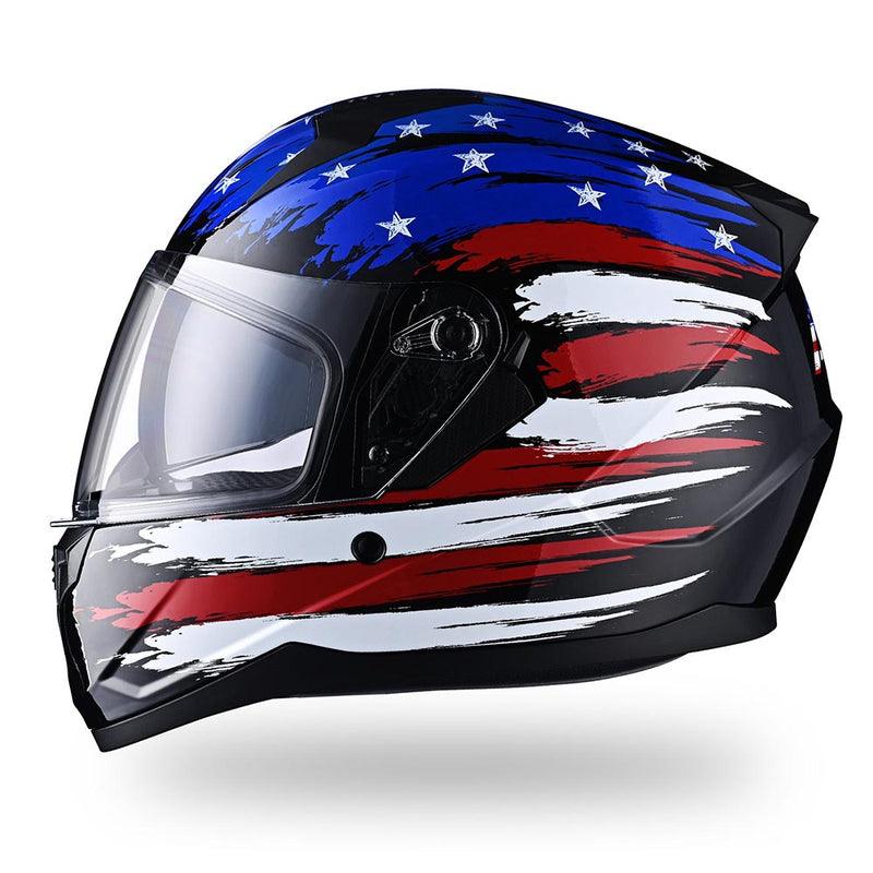 AHR RUN-F DOT Full Face Helmet Dual Visor Flag