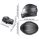 AHR RUN-M3 Modular Helmet w/ Bluetooth Flip Up DOT Matte Black