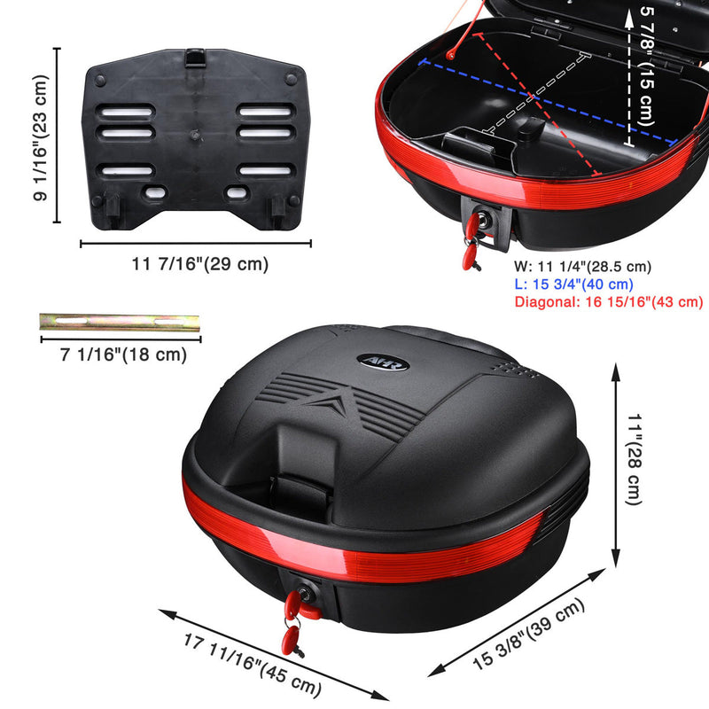 Yescom 30L XLarge Motorcycle Scooter Truck Tail Box Topcase Luggage