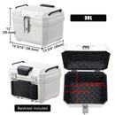 Yescom White Motorcycle Trunk Box with Backrest Scooter Tour Pack