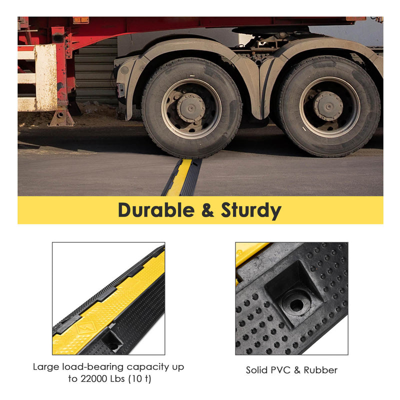 Yescom Cable Ramp Protector Rubber Cable Cover 1-Channel for 2" Cables