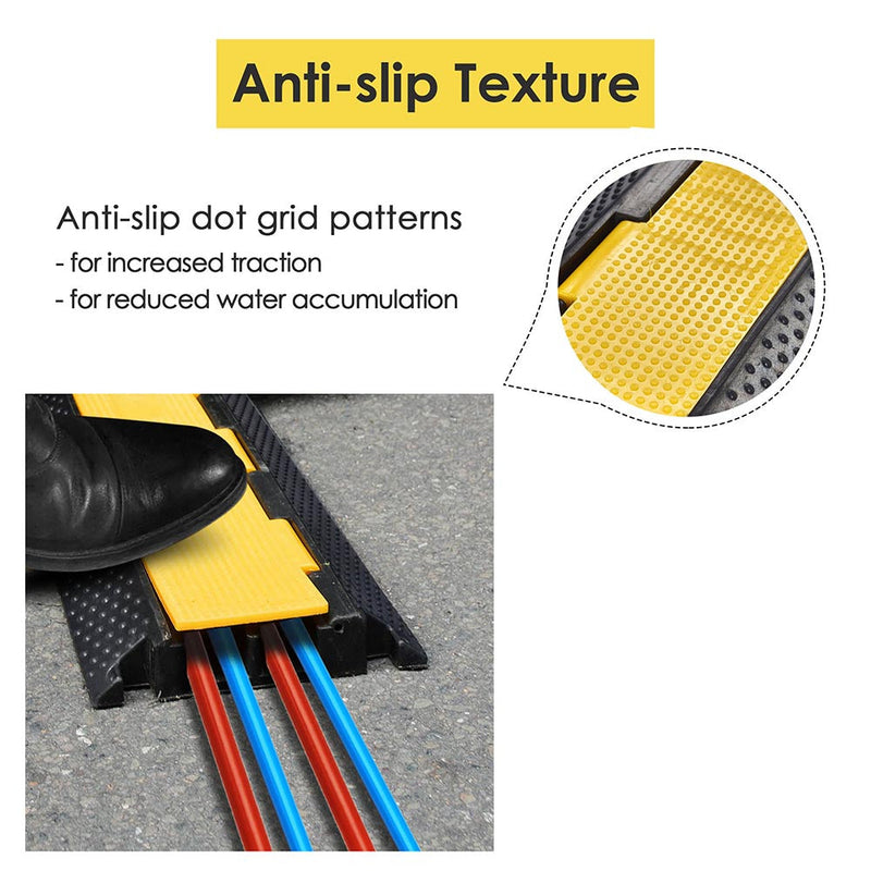 Yescom Cable Ramp Protector Rubber Cable Cover 3-Channel for 2" Cables