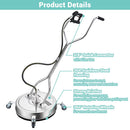 Yescom 20in Pressure Washer Surface Cleaner Dual Handle 4500PSI
