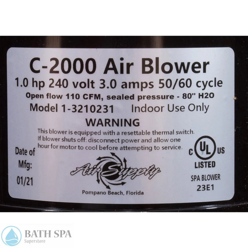 Air Supply Comet 2000 1.0 HP Air Blower [220V\v] [3.0 Amps] 4 Pin Amp Plug (3210201-4Pin)