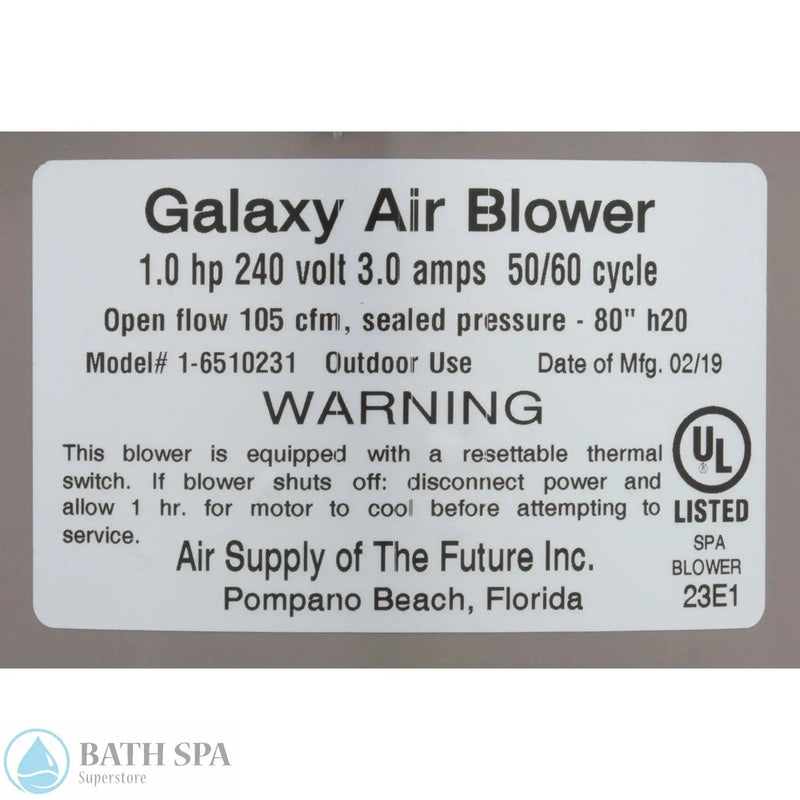 Air Supply Galaxy Pro 1.0 HP Air Blower [240V] [3.0 Amps] ( 6510231)