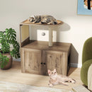 34.5 Inch Cat Tree with Litter Box Enclosure with Sisal Scratching Post and Mat-Gray by LJGDeals