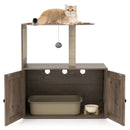 34.5 Inch Cat Tree with Litter Box Enclosure with Sisal Scratching Post and Mat-Gray by LJGDeals