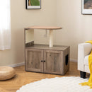 34.5 Inch Cat Tree with Litter Box Enclosure with Sisal Scratching Post and Mat-Gray by LJGDeals