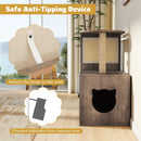 34.5 Inch Cat Tree with Litter Box Enclosure with Sisal Scratching Post and Mat-Gray by LJGDeals