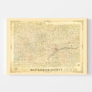 Vintage Map of Licking County, Ohio 1854