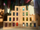 2-Piece Wooden Skyline Window Building Set – City Silhouette Blocks (Set Only)