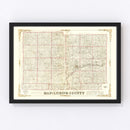 Vintage Map of Licking County, Ohio 1854
