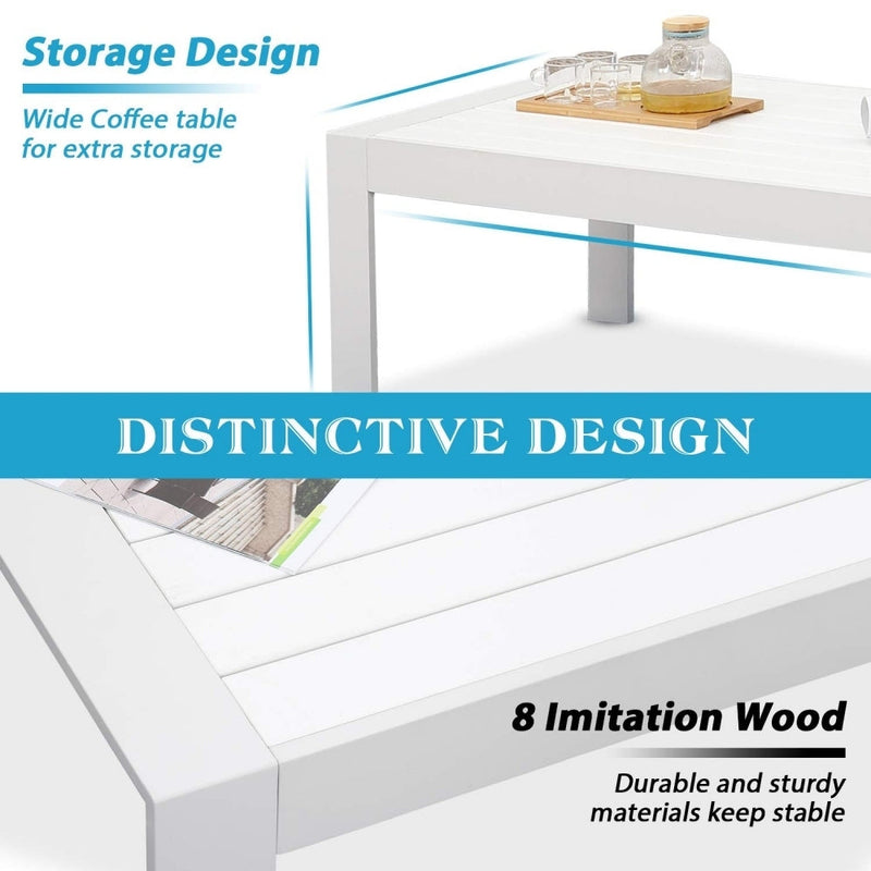 5 Seat Single Triple Small Large White Sectional Sofas Couches Coffee Table Furniture Set For Patio Garden Outdoor