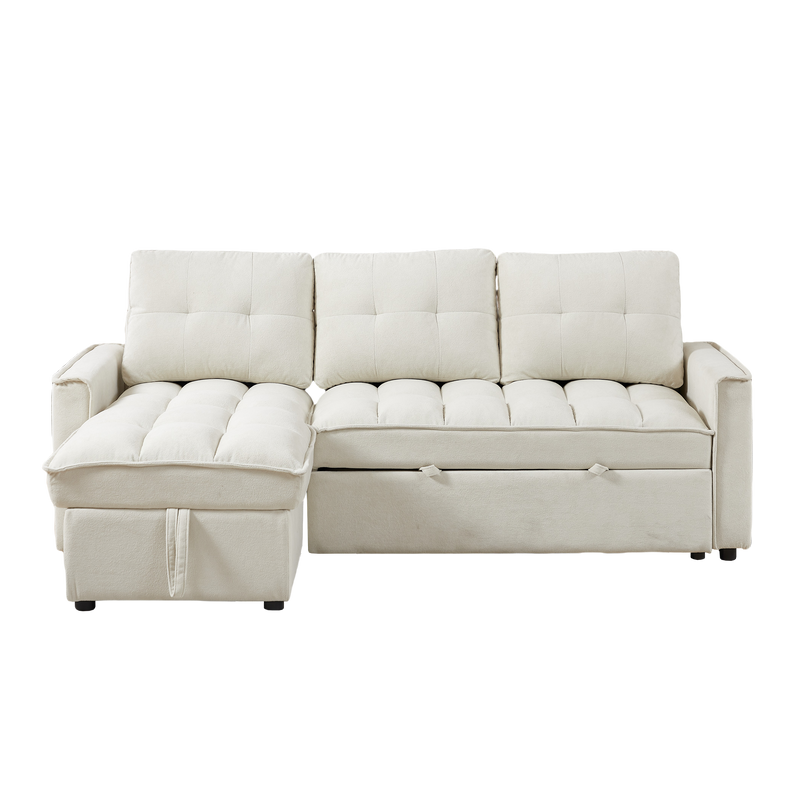 78.75" Reclining Sofa, Pull-Out Sofa Bed with USB and tape-c charging ports, L-Shaped Sectional Sofa with Reclining Storage and Arm Side Organizer Pocket Features, Living Room Comfort Sofa