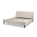 Aspen - King Vertical Tufted Headboard Platform Bed Set - Light Beige by HouseOfZazla