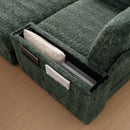Oversized Chaise Lounge Indoor Rabbit Fur Sofa Bed With Storage Ottoman And Armrests Cup Holders With Deep Seat by HouseOfZazla